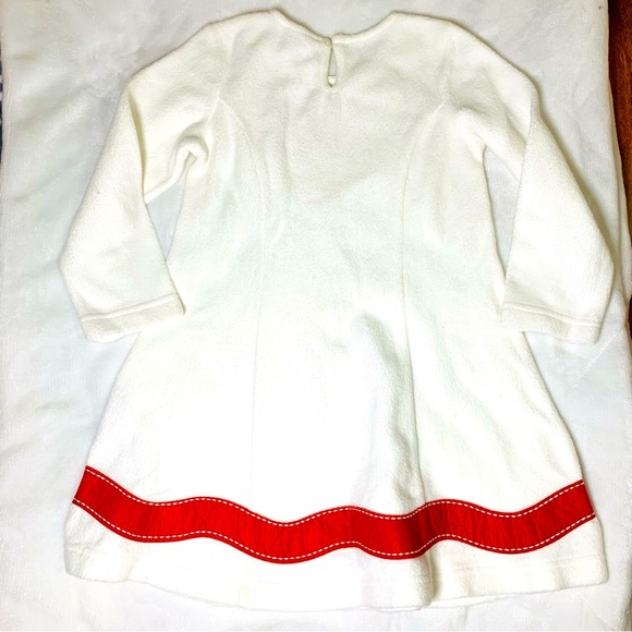 Hanna Andersson/  Christmas Dress Nordic Sherpa Fleece White Birds w Red - Picture 5 of 10